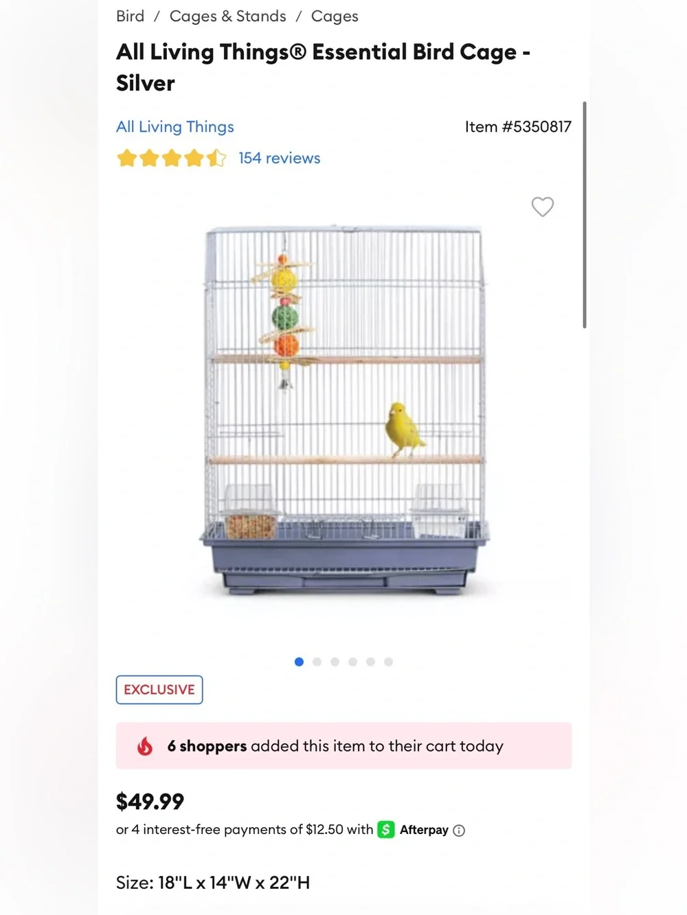 All Living Things® Essential Bird Cage - Silver